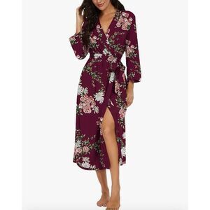 NEW Floral Robe Long Knit Lightweight Soft Sleepwear Loungewear S